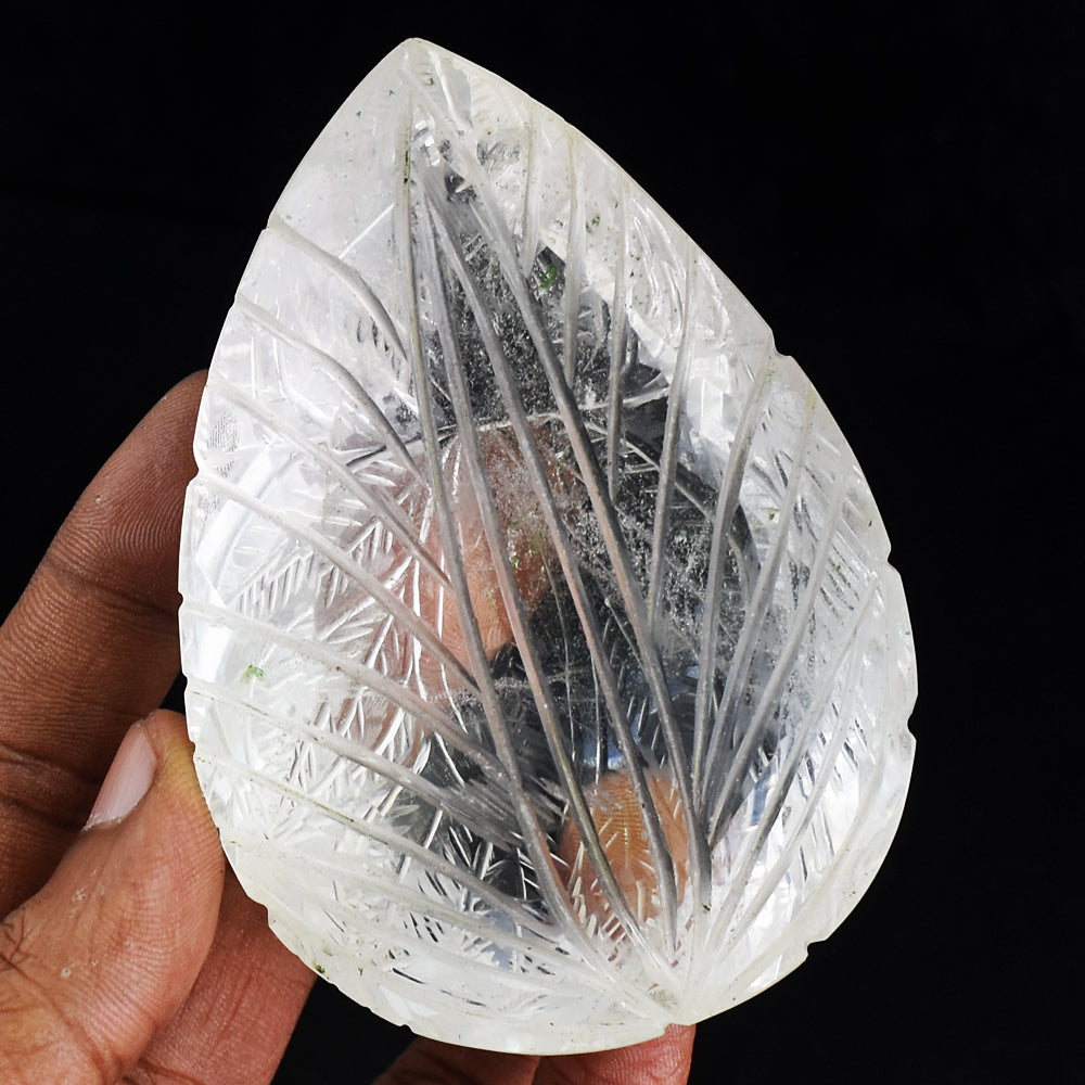 Fancy 1278.00 Cts White Quartz Hand Carved Genuine Crystal Gemstone Mughal Carved Cabochon