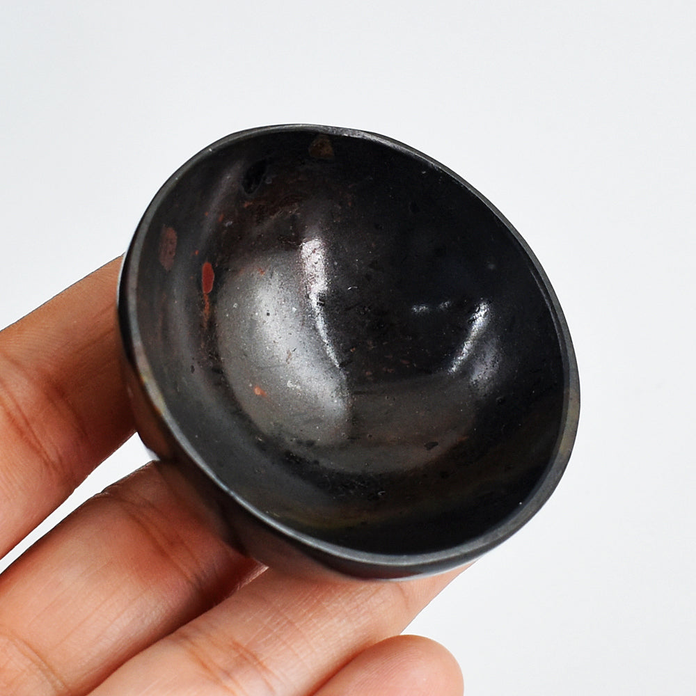 Beautiful  188.00 Carats  Genuine  Black  Spinel  Hand Carved  Crystal  Gemstone Carving  Bowl