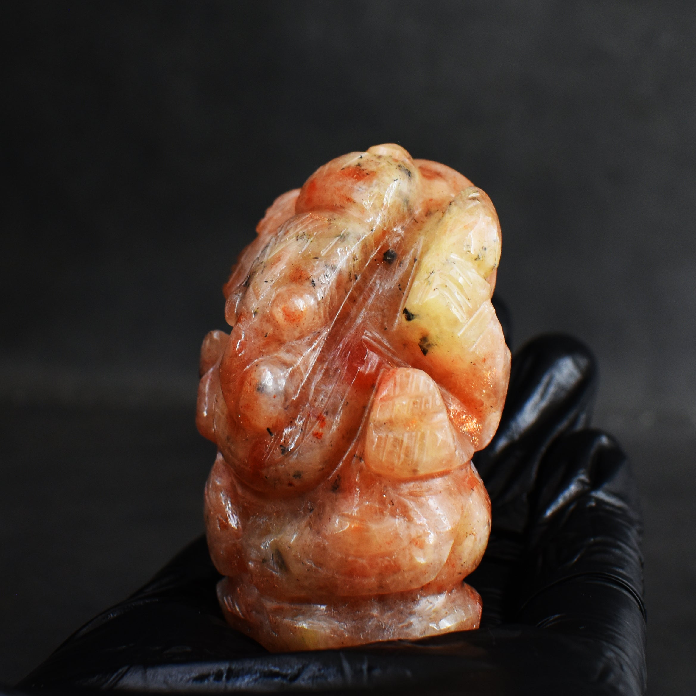 Artisian 446.00 Carats Sunstone Divine Hand Carved Genuine Crystal Gemstone Carving Lord Ganesha