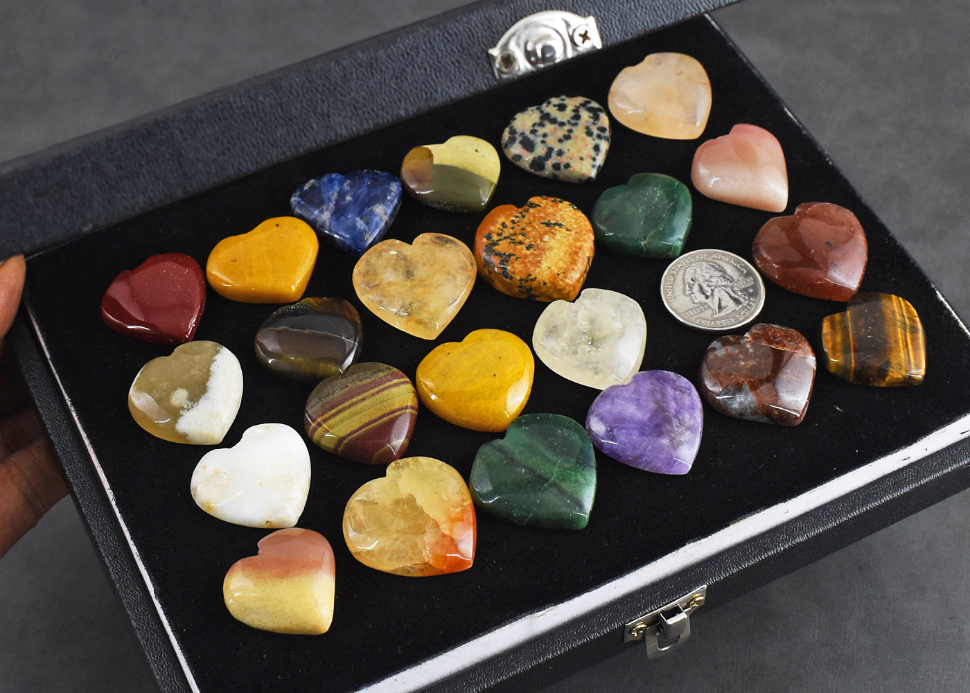 Beautiful 940.00 Carats  Genuine  Mix  Gem Untreated Gemstone Cabochon Heart Lot