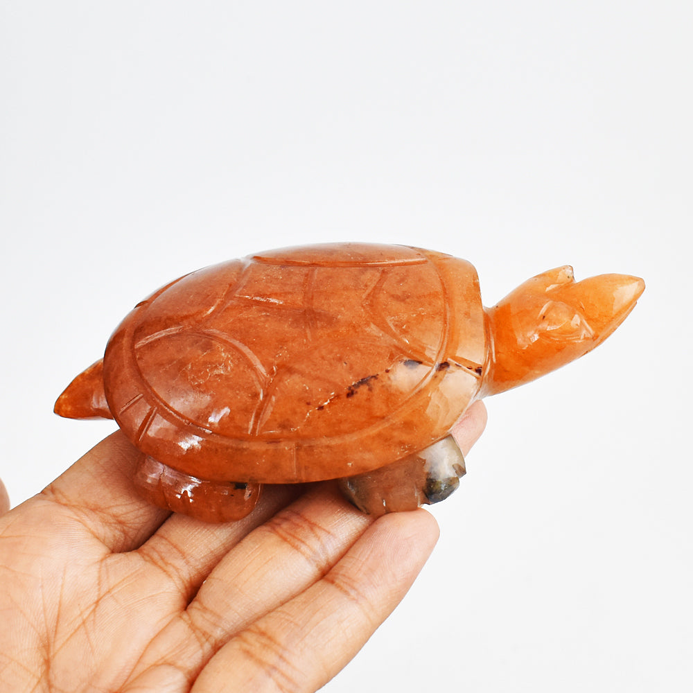 Beautiful  617.00 Carats Genuine  Aventurine Hand Carved Crystal Gemstone Carving Turtle
