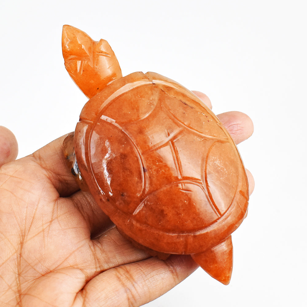 Beautiful  617.00 Carats Genuine  Aventurine Hand Carved Crystal Gemstone Carving Turtle