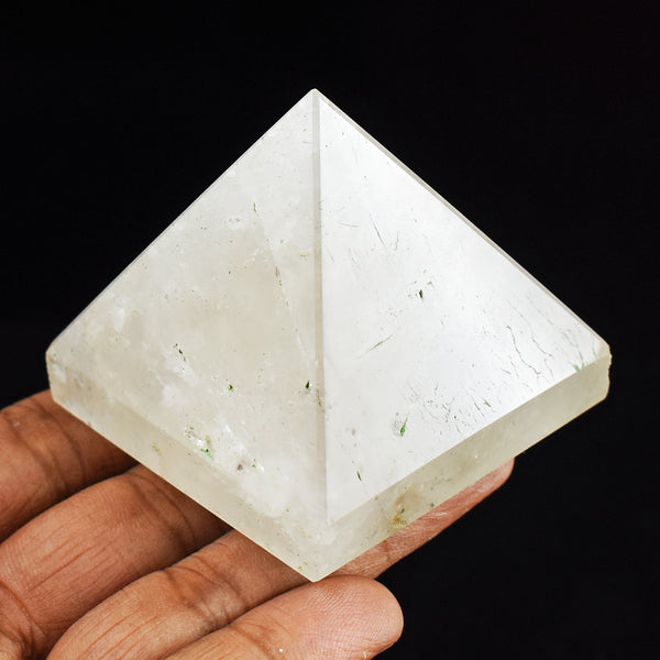 652.00 Carats  Genuine White Quartz  Hand Carved  Healing  Crystal Pyramid Gemstone Carving