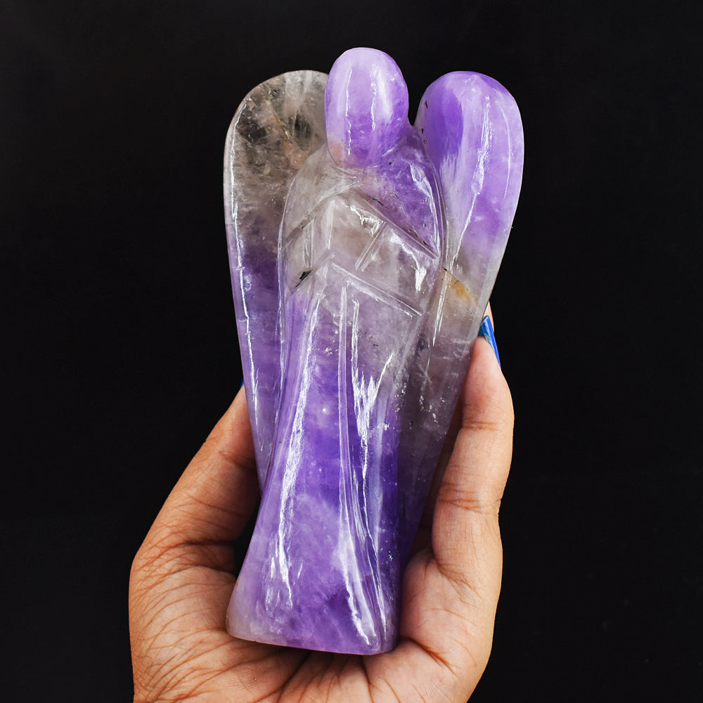 Exclusive 1849.00 Cts Genuine Amethyst Hand Carved Crystal Healing Praying Angel