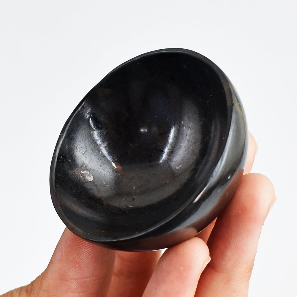 Beautiful  188.00 Carats  Genuine  Black  Spinel  Hand Carved  Crystal  Gemstone Carving  Bowl