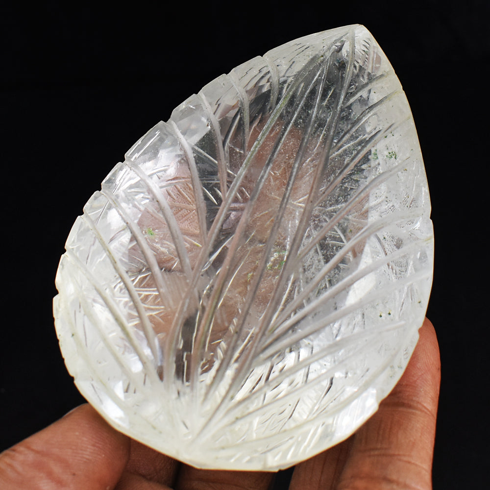 Fancy 1278.00 Cts White Quartz Hand Carved Genuine Crystal Gemstone Mughal Carved Cabochon
