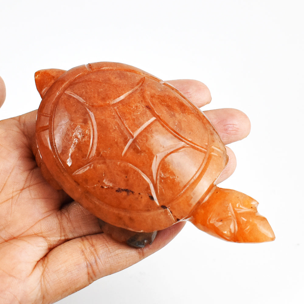 Beautiful  617.00 Carats Genuine  Aventurine Hand Carved Crystal Gemstone Carving Turtle