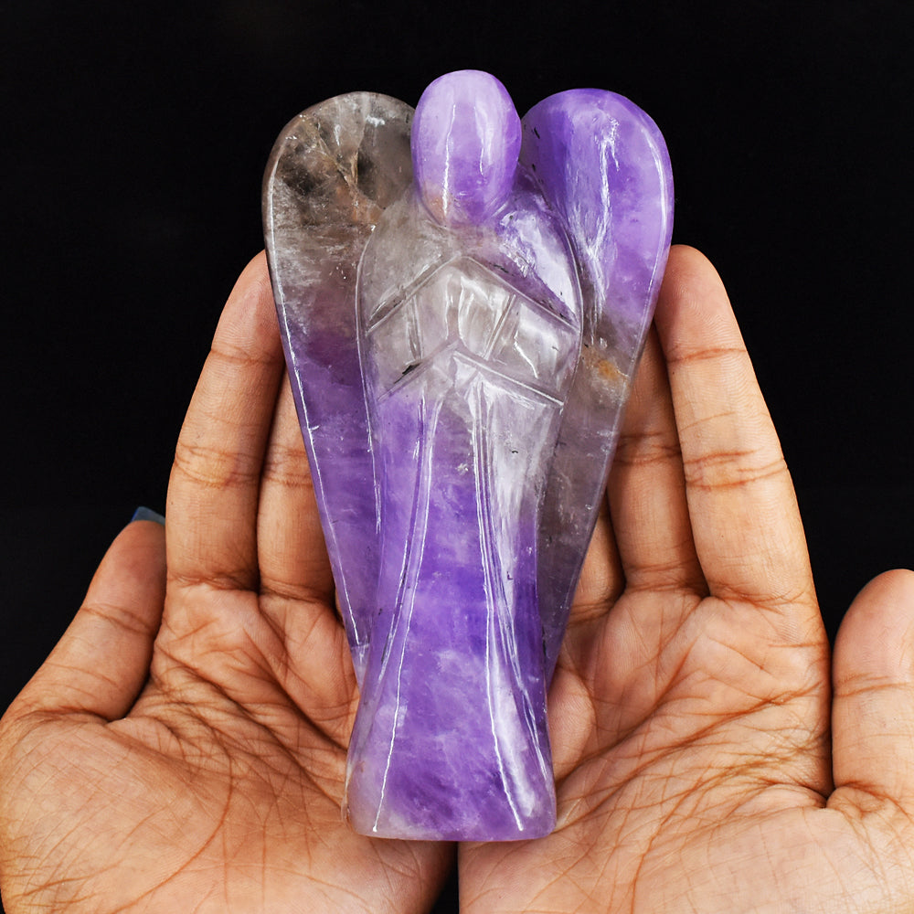 Exclusive 1849.00 Cts Genuine Amethyst Hand Carved Crystal Healing Praying Angel
