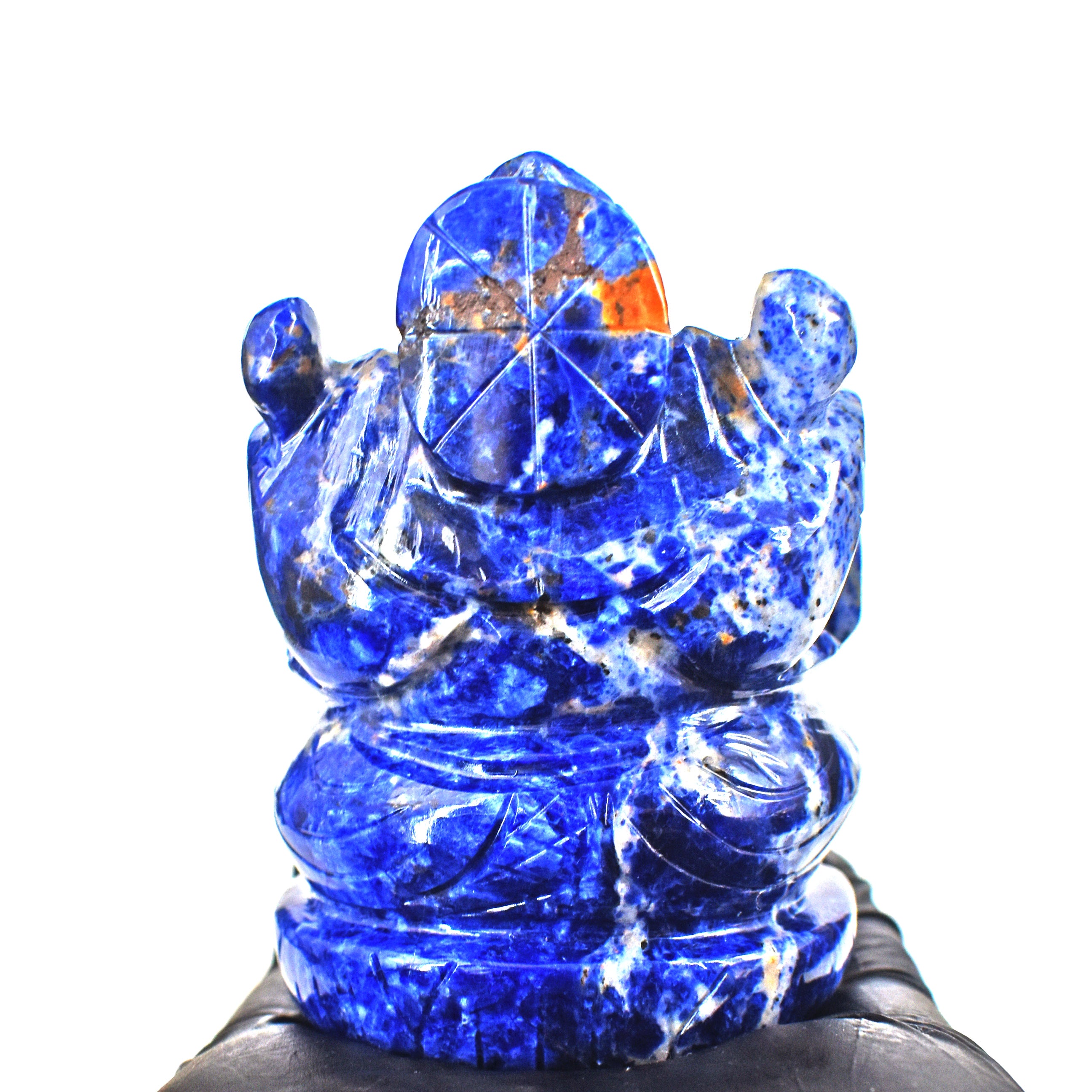 Exclusive 1014.00 Cts Genuine Blue Sodalite Divine Hand Carved Crystal Lord Ganesha Carving Gemstone