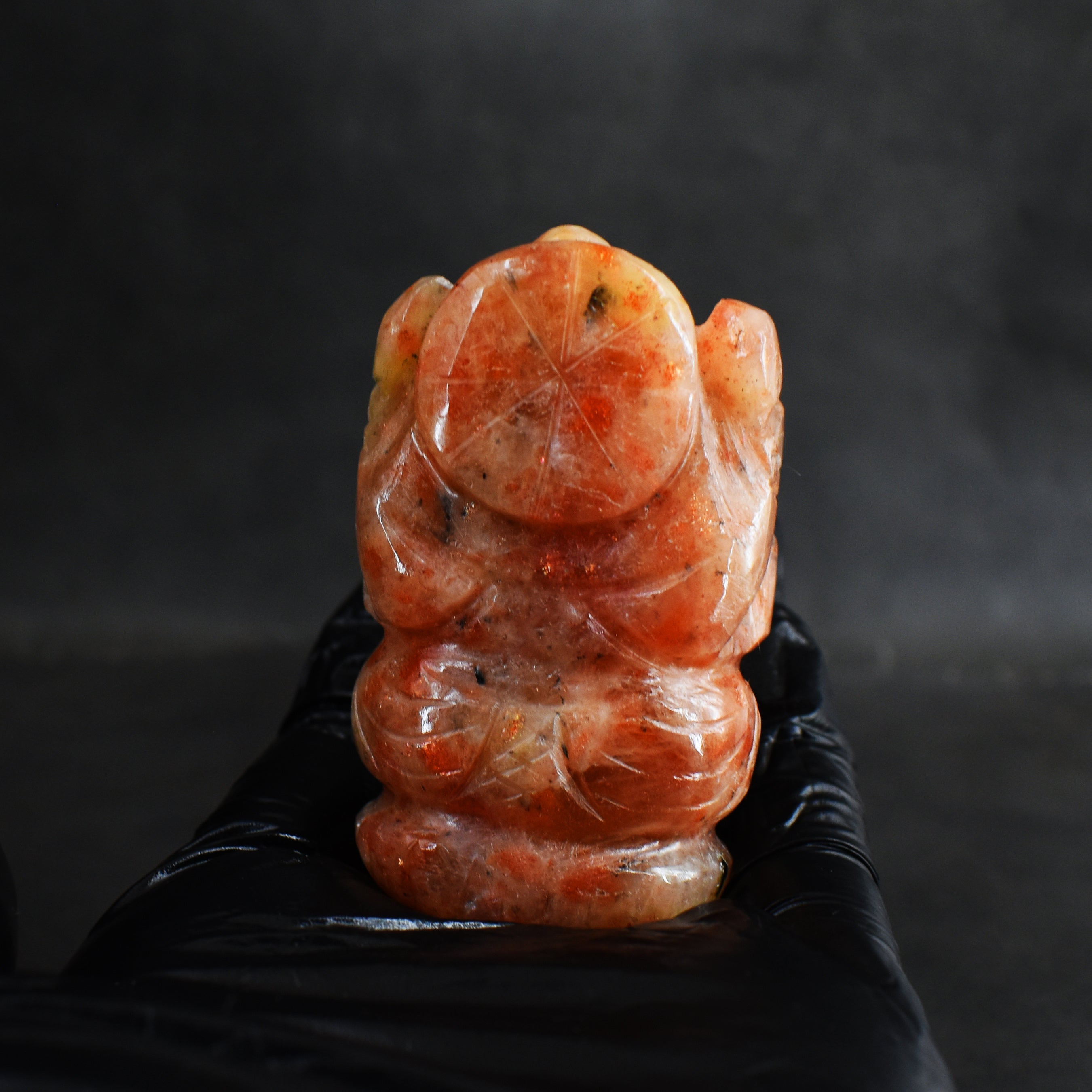 Artisian 446.00 Carats Sunstone Divine Hand Carved Genuine Crystal Gemstone Carving Lord Ganesha
