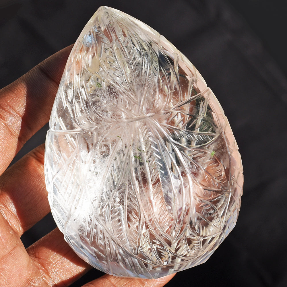 Fancy 1278.00 Cts White Quartz Hand Carved Genuine Crystal Gemstone Mughal Carved Cabochon