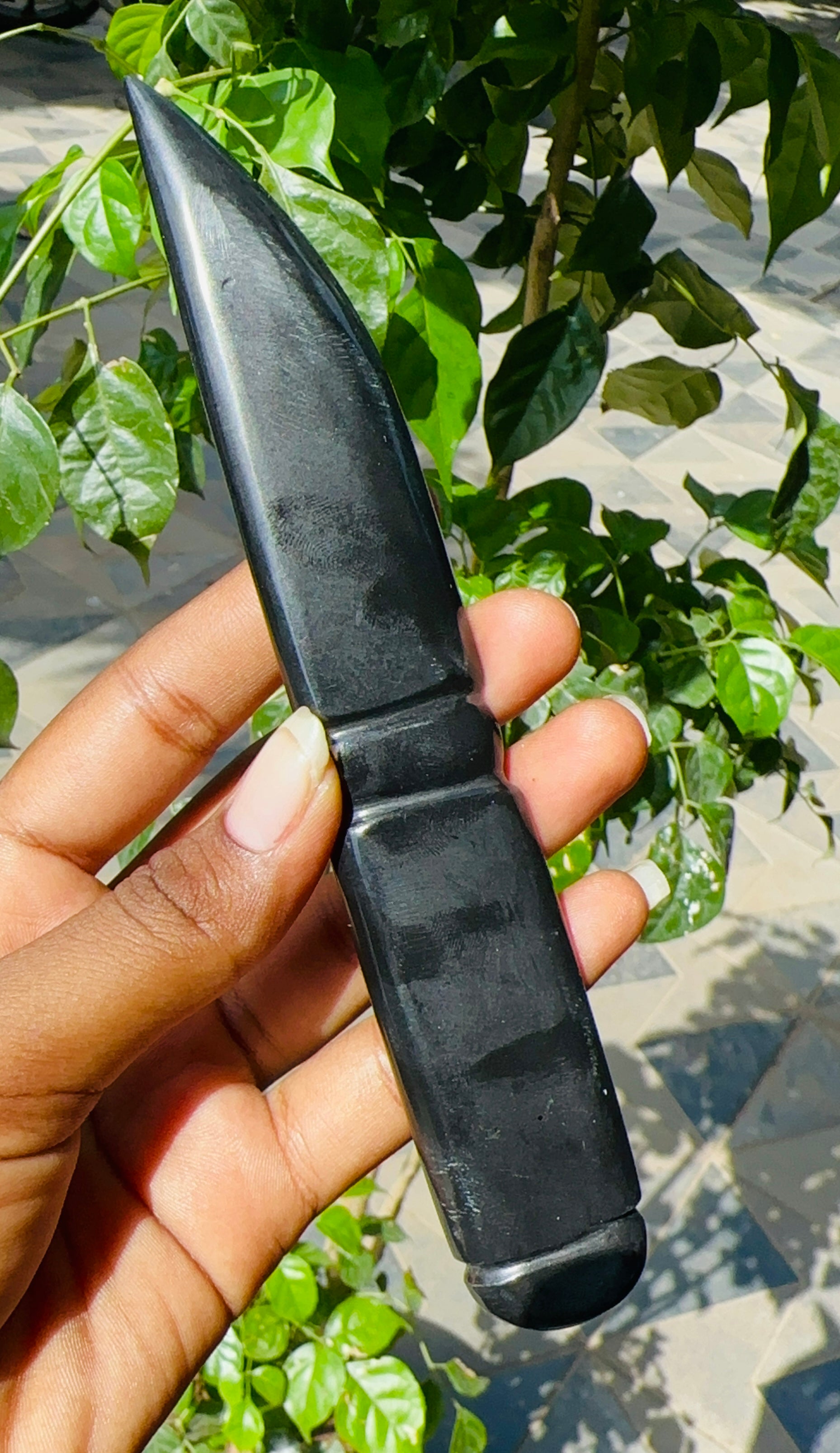 Stunning 407.00 Cts Genuine Black Tourmaline Hand Carved Crystal Gemstone Knife