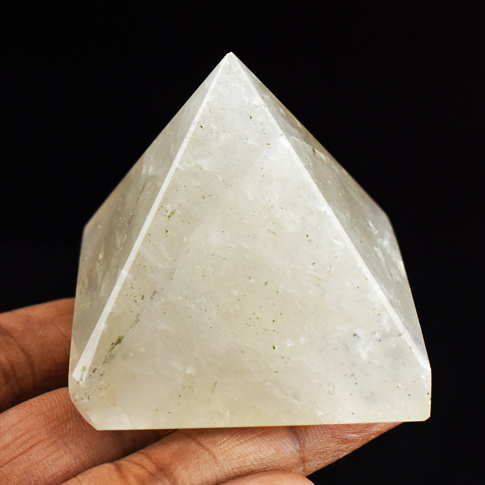 652.00 Carats  Genuine White Quartz  Hand Carved  Healing  Crystal Pyramid Gemstone Carving