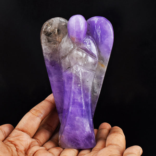 Exclusive 1849.00 Cts Genuine Amethyst Hand Carved Crystal Healing Praying Angel