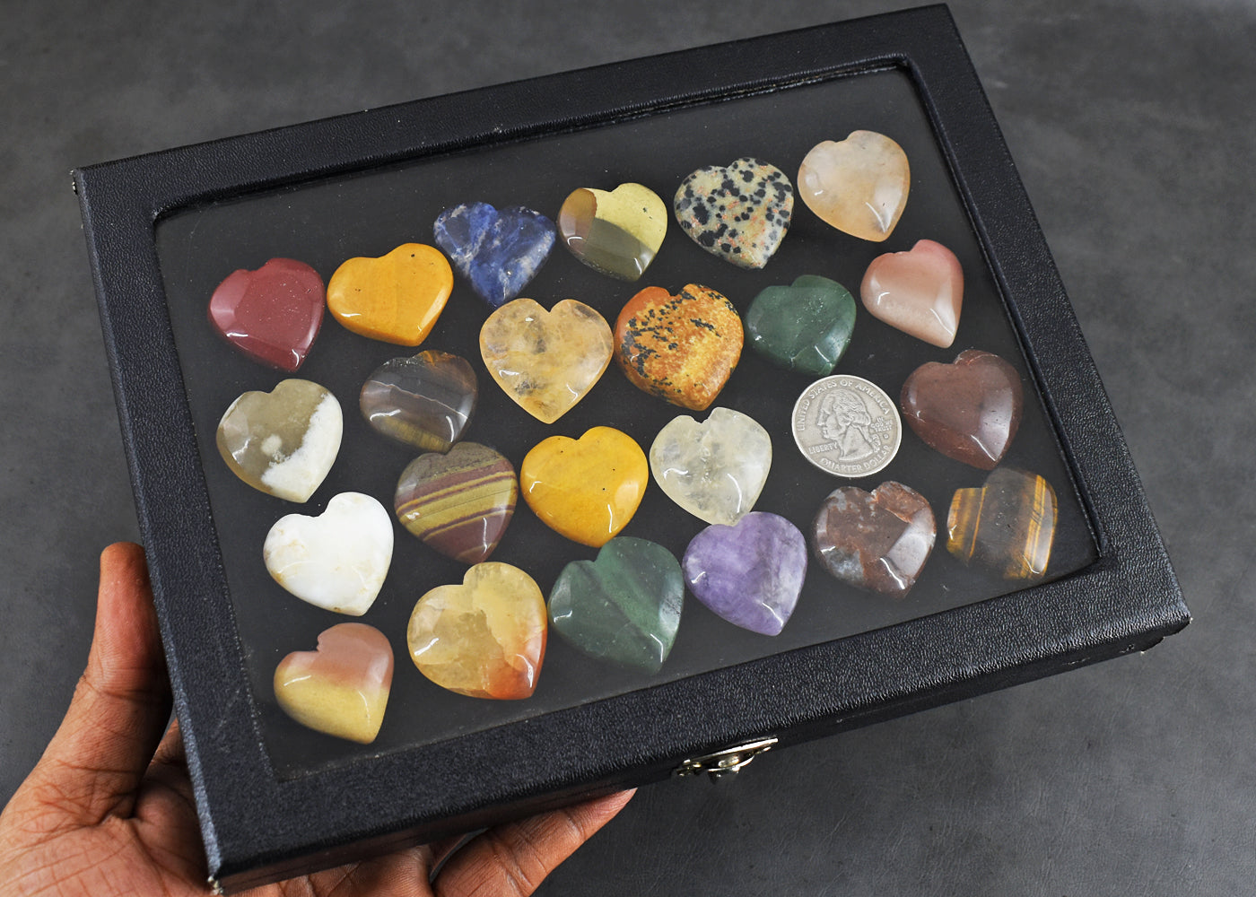 Beautiful 940.00 Carats  Genuine  Mix  Gem Untreated Gemstone Cabochon Heart Lot