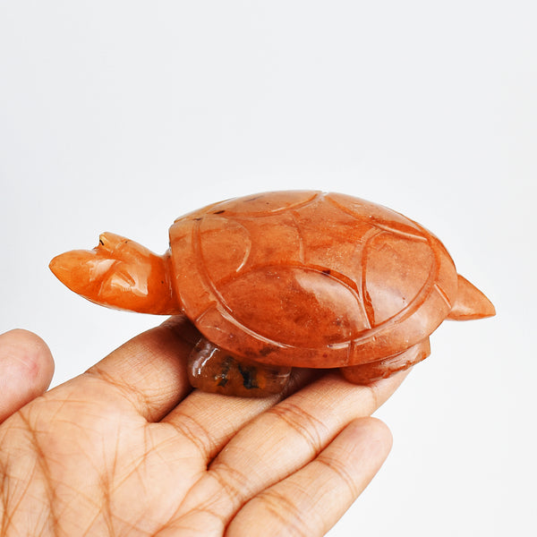 Beautiful  617.00 Carats Genuine  Aventurine Hand Carved Crystal Gemstone Carving Turtle