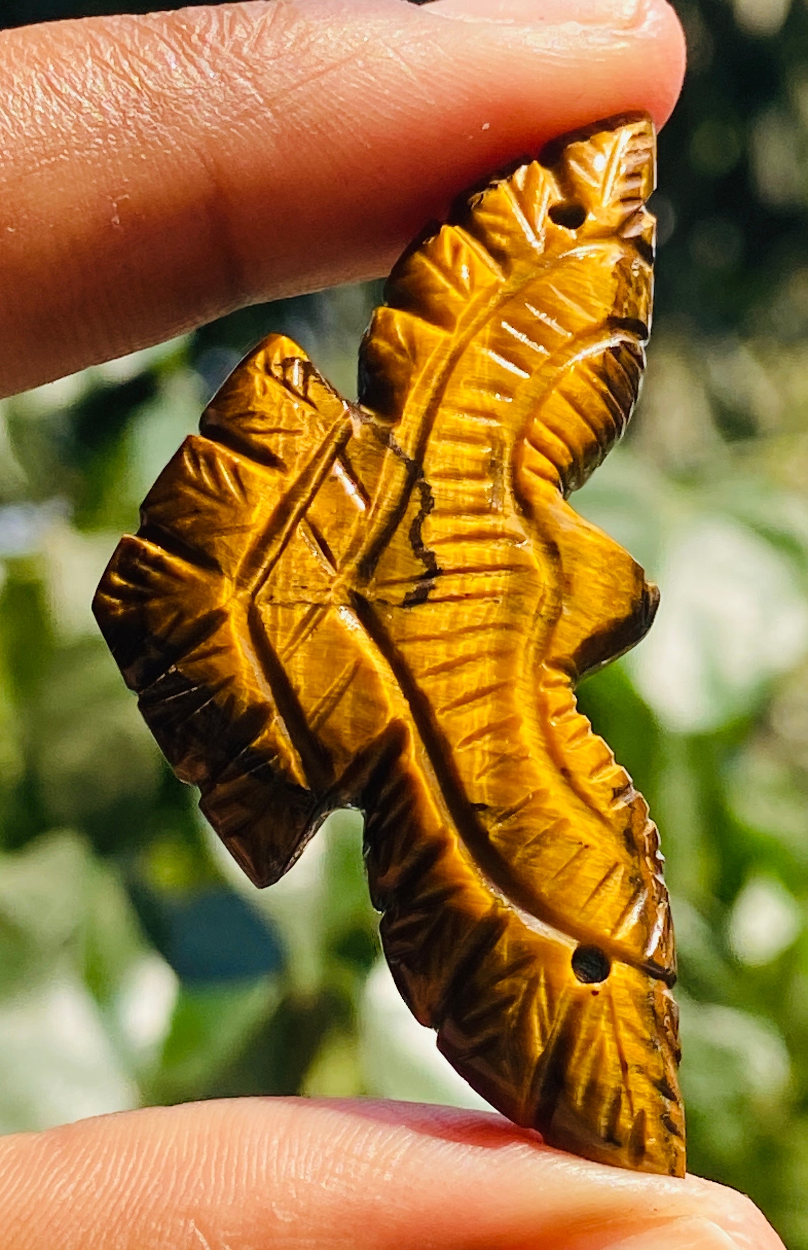Genuine 42.00 Cts Golden Tiger Eye Hand Carved Premium Crystal Eagle