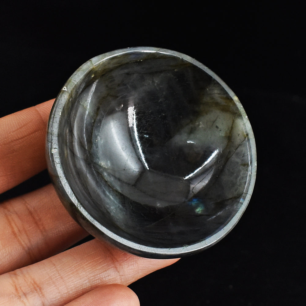 Exclusive  175.00 Carats  Genuine  Labradorite  Hand  Carved  Crystal  Gemstone  Carving  Bowl