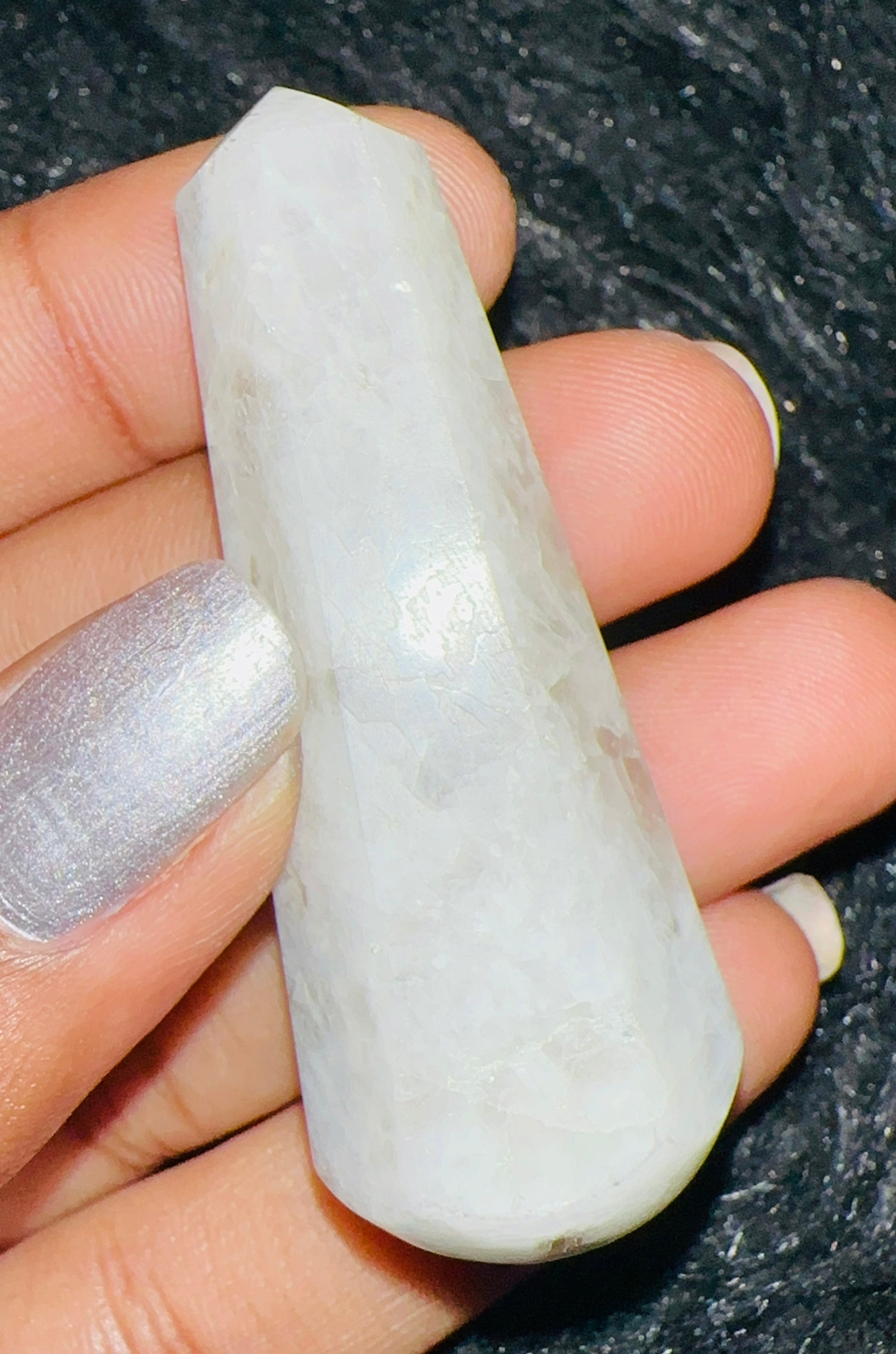 Flashy 110.00 Cts Genuine Blue Flash Moonstone Hand Carved Crystal Gemstone Healing Point