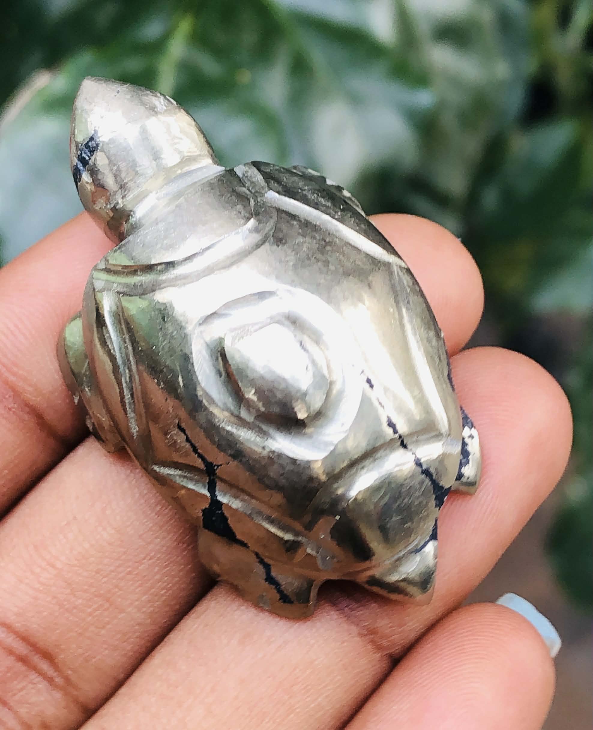 Craftsmen 179.00 Cts Genuine Pyrite Hand Carved Premium Crystal Turtle