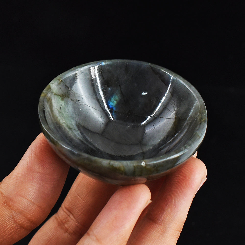 Exclusive  175.00 Carats  Genuine  Labradorite  Hand  Carved  Crystal  Gemstone  Carving  Bowl