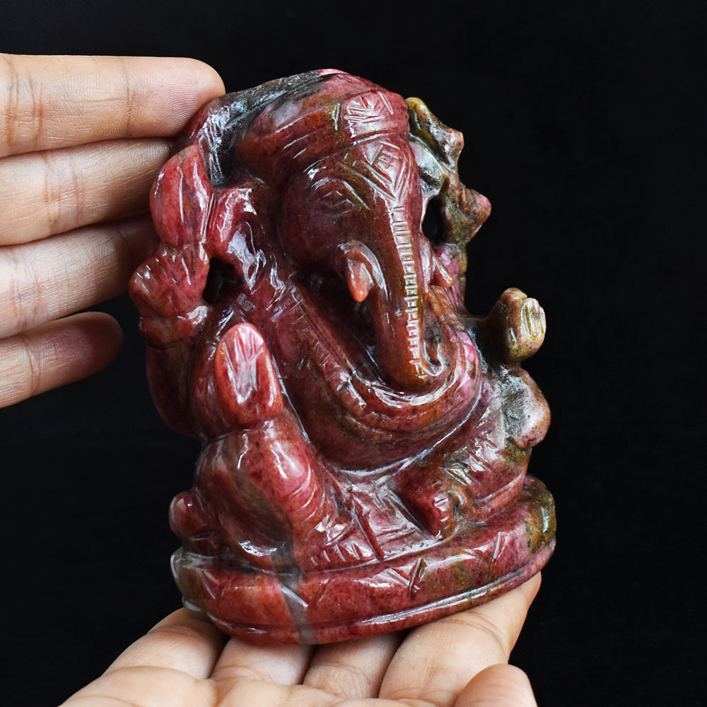 Awesome 3891.00 Carats  Genuine  Rhodonite Hand Carved Crystal Gemstone  Lord Ganesha Carving