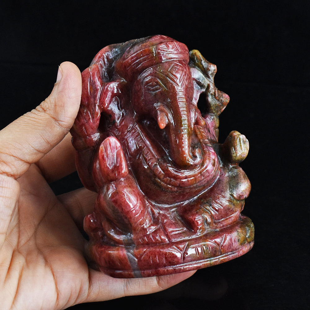 Awesome 3891.00 Carats  Genuine  Rhodonite Hand Carved Crystal Gemstone  Lord Ganesha Carving