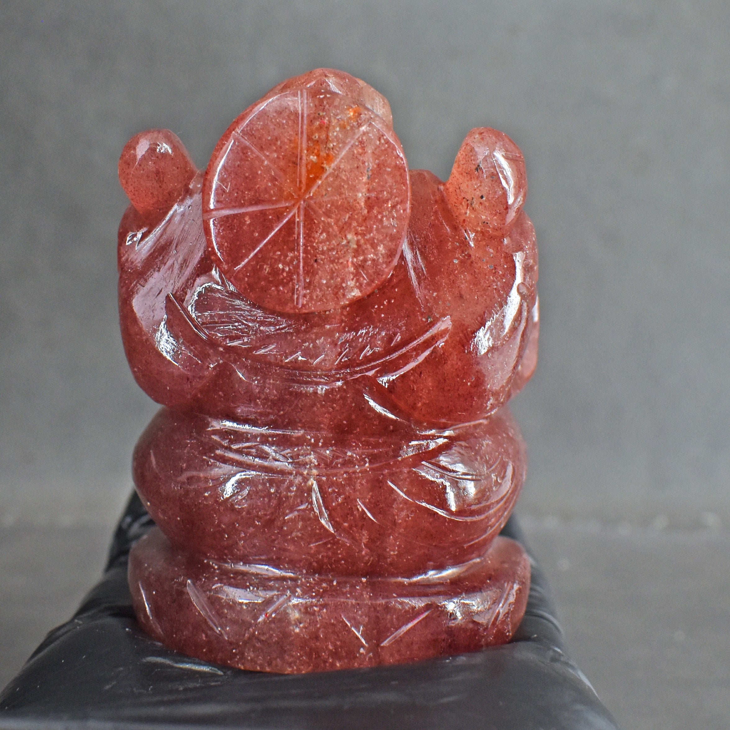 Amazing 1108.00 Carats Strawberry Quartz Divine Hand Carved Idol Lord Ganesha