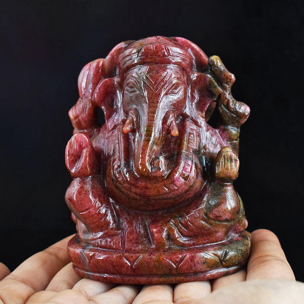 Awesome 3891.00 Carats  Genuine  Rhodonite Hand Carved Crystal Gemstone  Lord Ganesha Carving