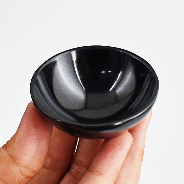 Amazing  142.00 Carats  Genuine  Black  Spinel  Hand Carved  Crystal  Gemstone Carving  Bowl