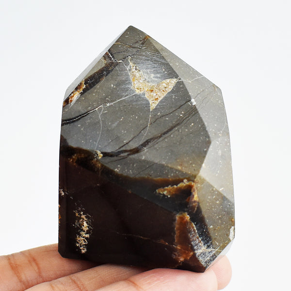Genuine 752.00 Cts Craftsmen Septarian Agate Free Form Crystal Specimen Gemstone Tower