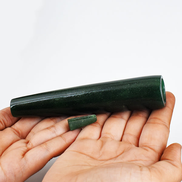 Natural  598.00 Cts  Genuine  Green Jade  Hand Carved Crystal Gemstone Carving Smoking Pipe