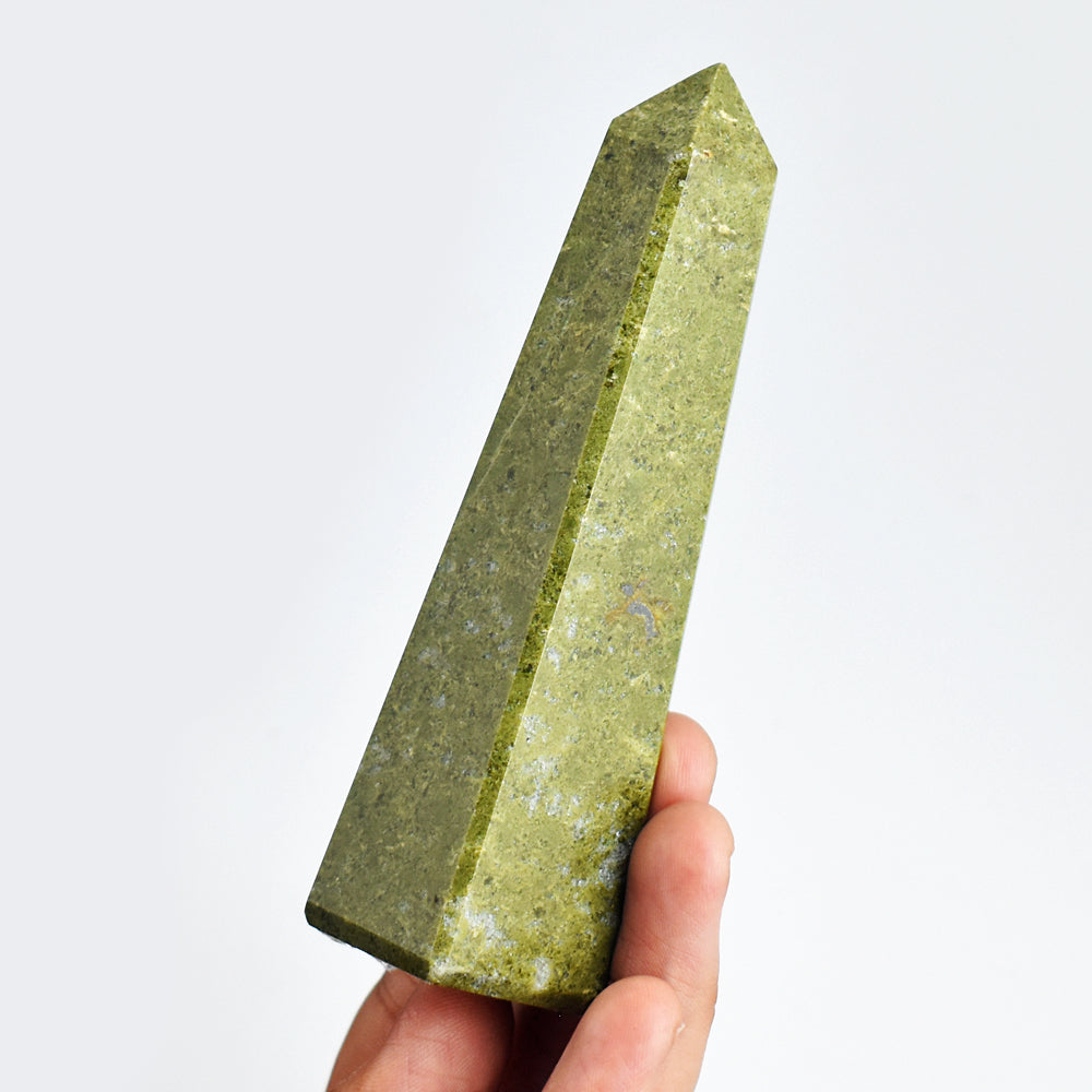 827.00 Cts Genuine  Green Garnet  Hand Carved  Healing Crystal Gemstone Tower Carving