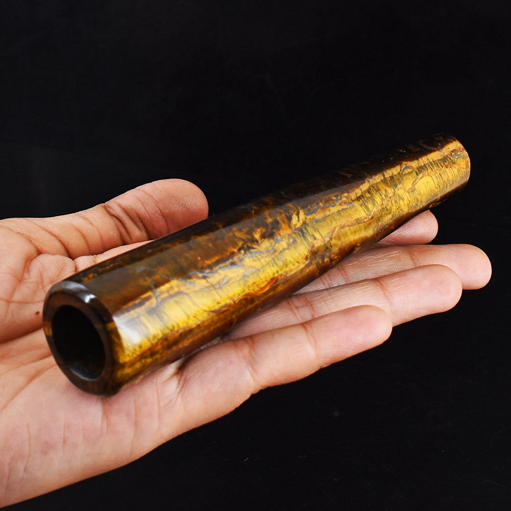 Natural 833.00 Carats  Genuine Golden Tiger Eye Hand Carved Crystal Gemstone Carving Smoking Pipe