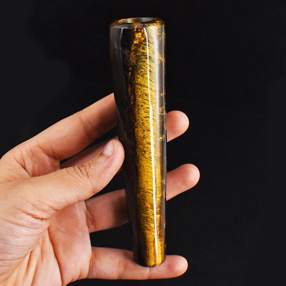 Natural 833.00 Carats  Genuine Golden Tiger Eye Hand Carved Crystal Gemstone Carving Smoking Pipe