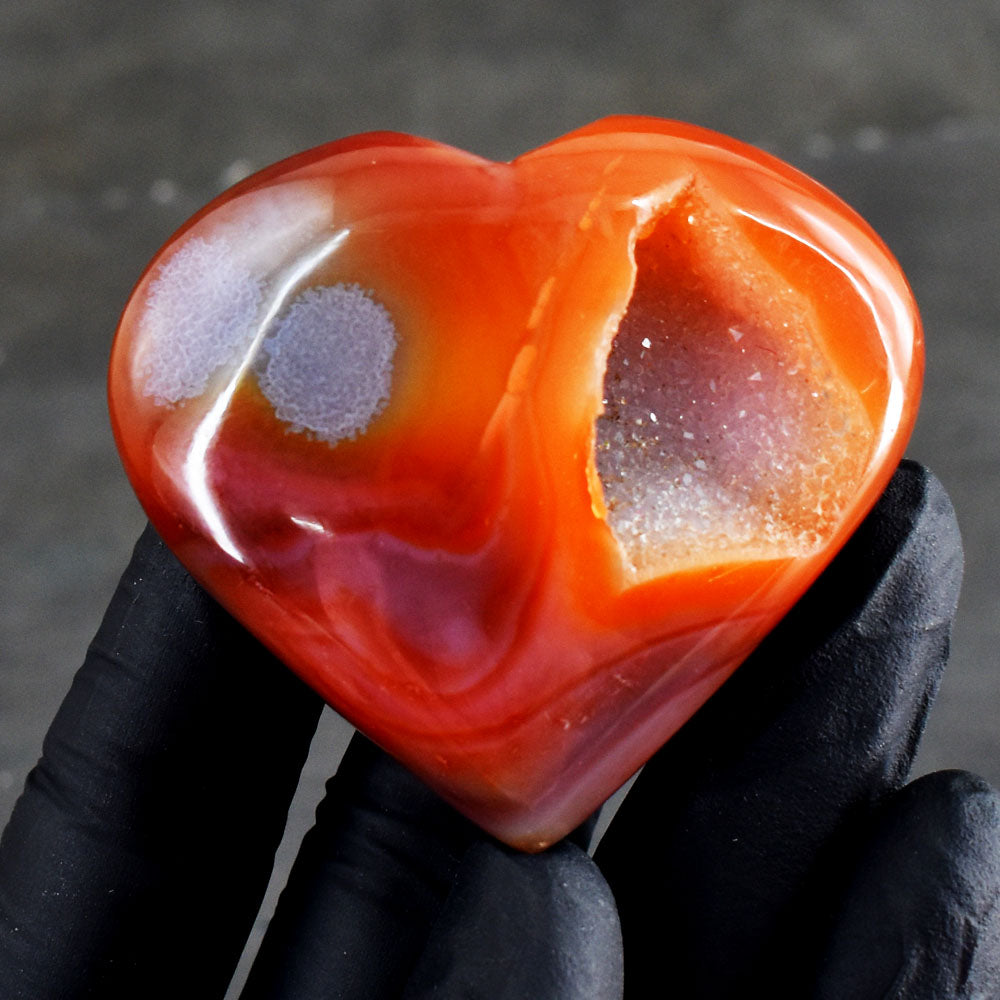 Gorgeous 324.00 Cts Genuine Carnelian Druzy Crystal Specimen Gemstone Healing Heart
