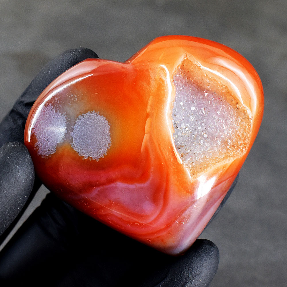 Gorgeous 324.00 Cts Genuine Carnelian Druzy Crystal Specimen Gemstone Healing Heart
