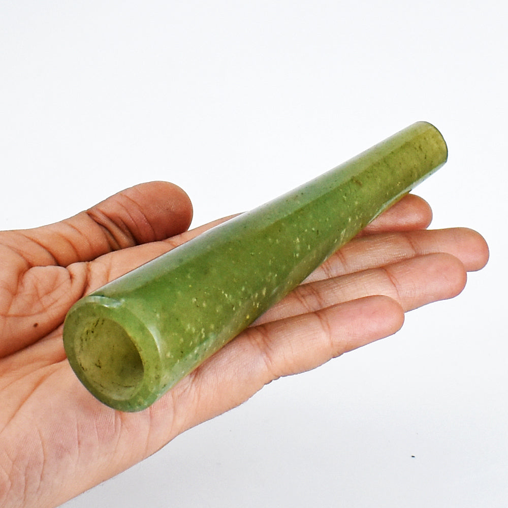 Artisian 549.00 Cts Genuine Green Aventurine  Hand Carved Crystal Gemstone Carving Smoking Pipe