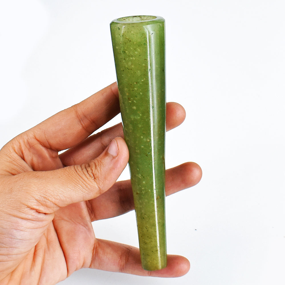 Artisian 549.00 Cts Genuine Green Aventurine  Hand Carved Crystal Gemstone Carving Smoking Pipe