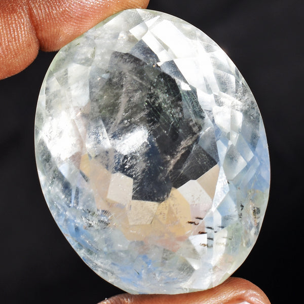 Artisian  403.00 Cts  Genuine White Quartz Hand Carved Crystal Gemstone Faceted Cabochon