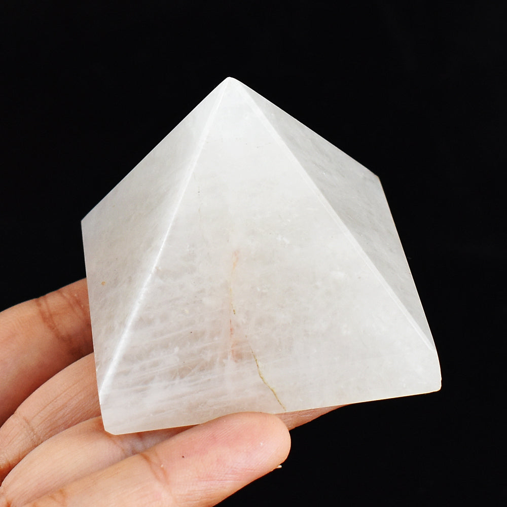 764.00 Carats  Genuine White Quartz  Hand Carved  Healing  Crystal Pyramid Gemstone Carving