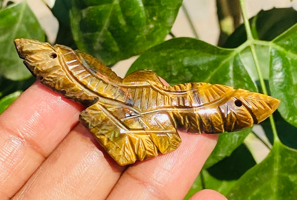 Decent 39.00 Cts Genuine Hand Carved Golden Tiger Eye Premium Crystal Eagle