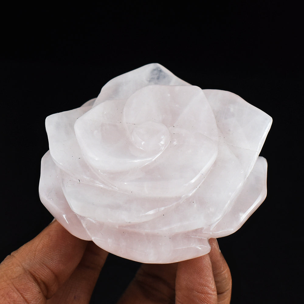 Gorgeous 1044.00 Cts Genuine Pink Rose Quartz Hand Carved Rose Flower Gemstone Carving