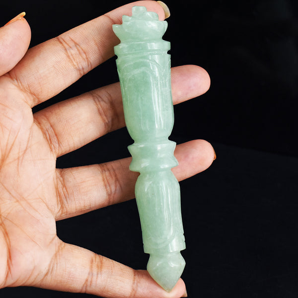 257.00 Carats  Genuine  Green  Aventurine  Hand Carved  Healing Crystal  Rose Top Point Gemstone Carving