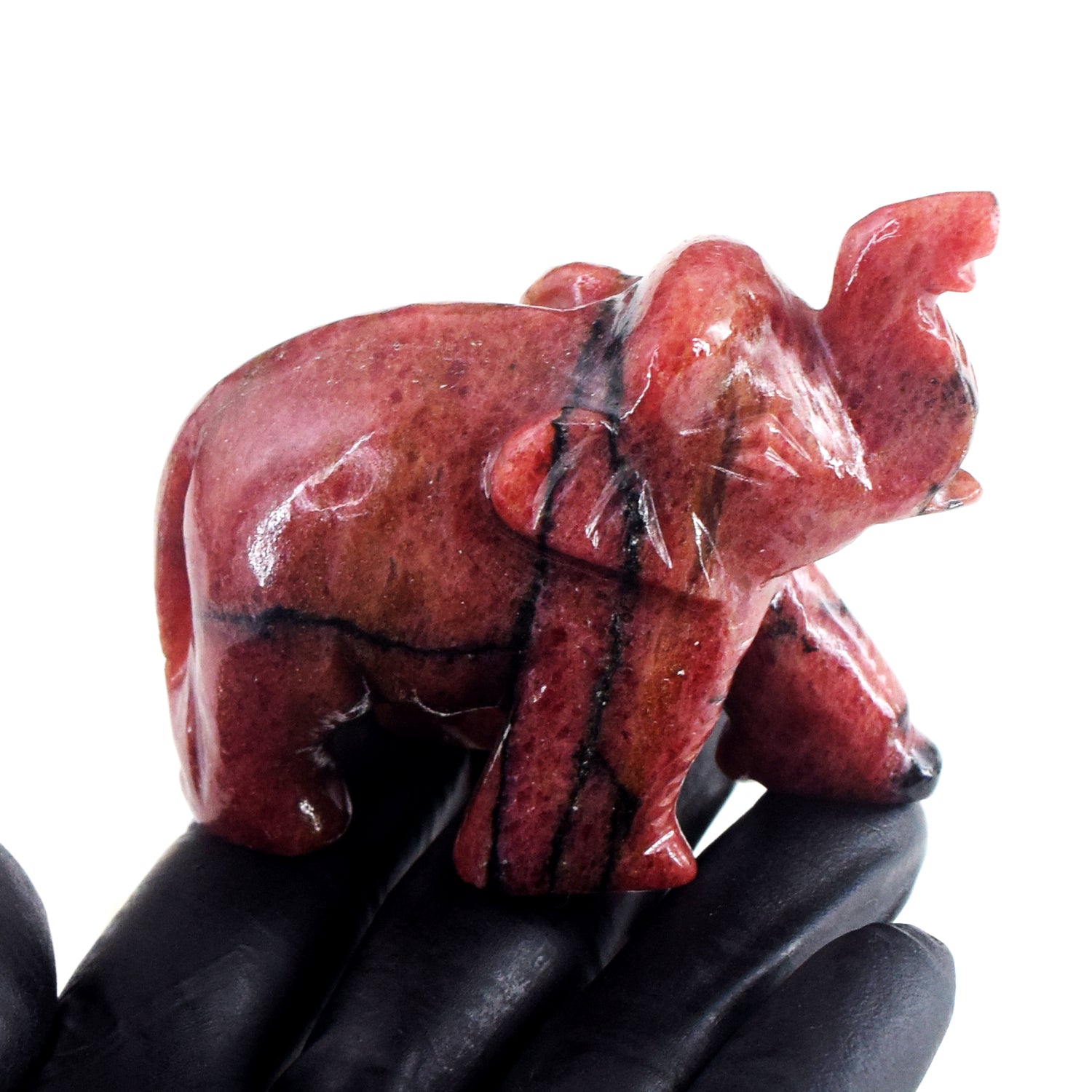 Stunning 897.00 Cts Genuine Pink Rhodonite Carved Crystal Premium Elephant