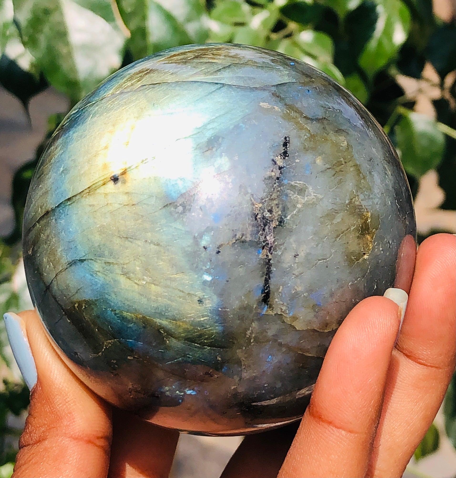 Top Best 2996.00 Cts Genuine Amazing Flash Labradorite Hand Carved Premium Crystal Healing Sphere
