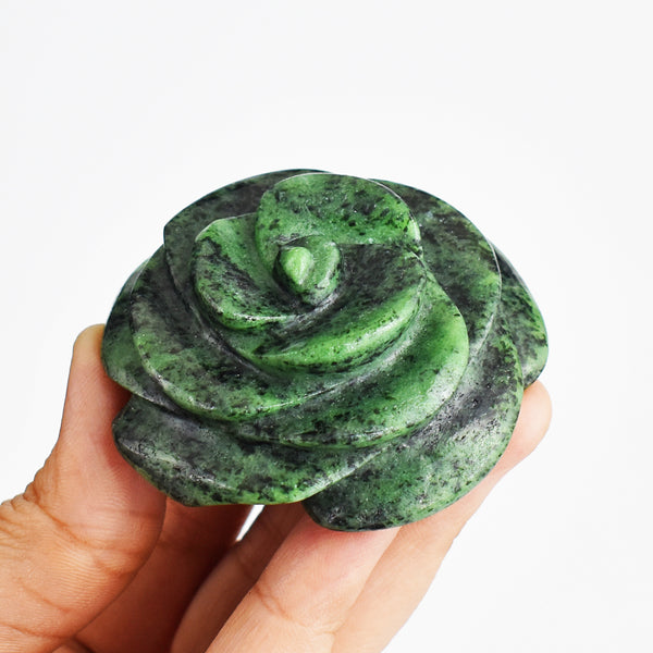 Amazing 547.00 Cts Exclusive  Ruby Zoisite  Hand  Carved  Genuine Carving  Rose  Flower Gemstone
