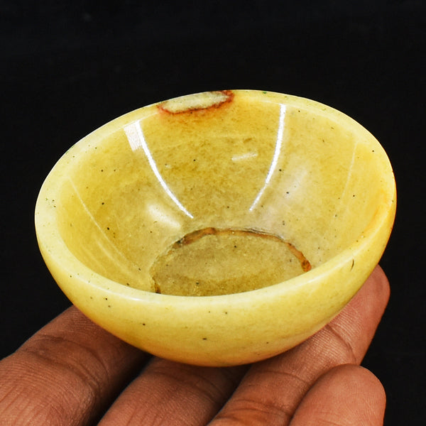 Beautiful  238.00 Carats Genuine  Yellow  Aventurine  Hand Carved Crystal Gemstone Carving Bowl