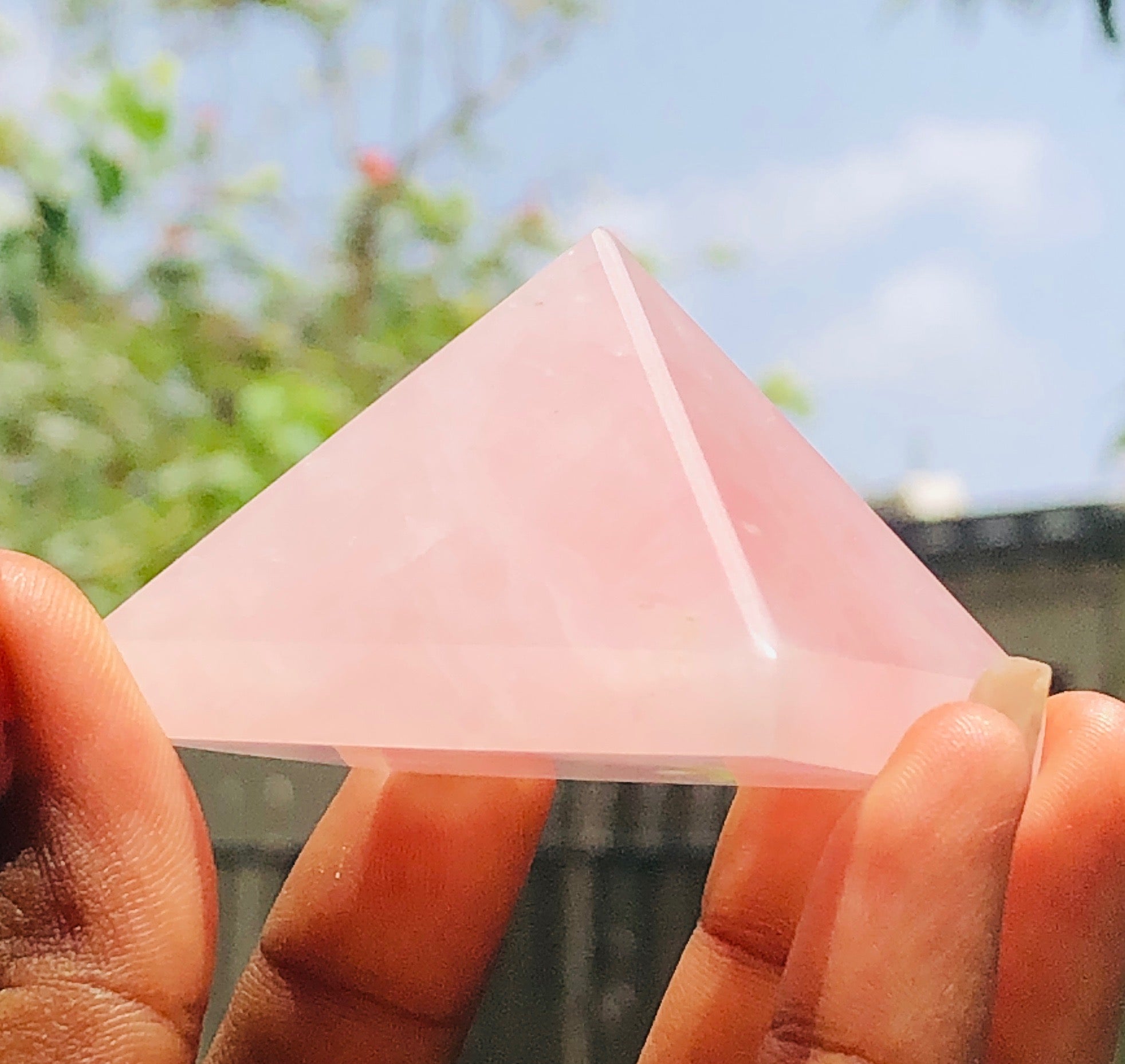Radiant 428.00 Cts Exclusive Rose Quartz Healing Crystal Specimen Premium Pyramid