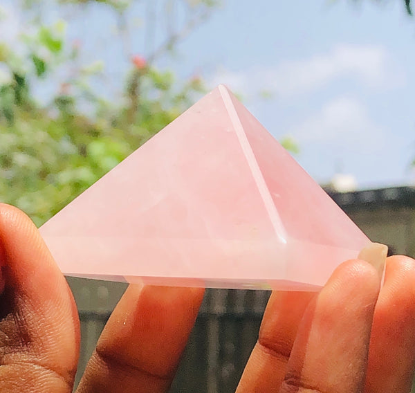 Radiant 428.00 Cts Exclusive Rose Quartz Healing Crystal Specimen Premium Pyramid